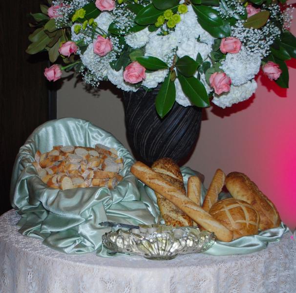 Bread table set up.